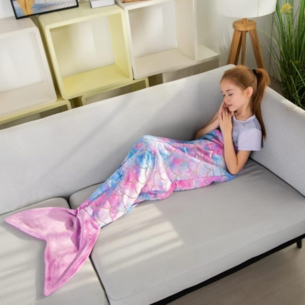 3 Year Old Girl Gifts - Mermaid Tail Blanket