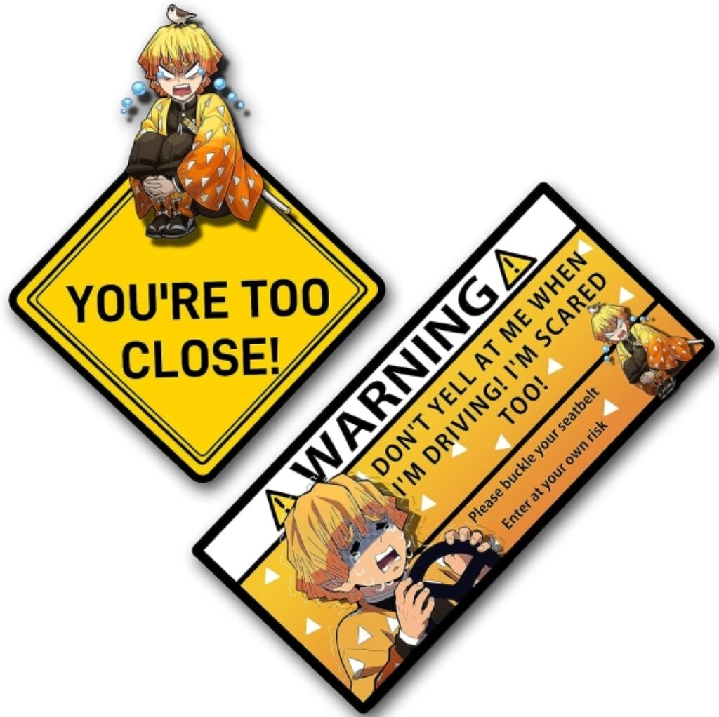 Demon Slayer Zenitsu Warning and Bumper Sticker
