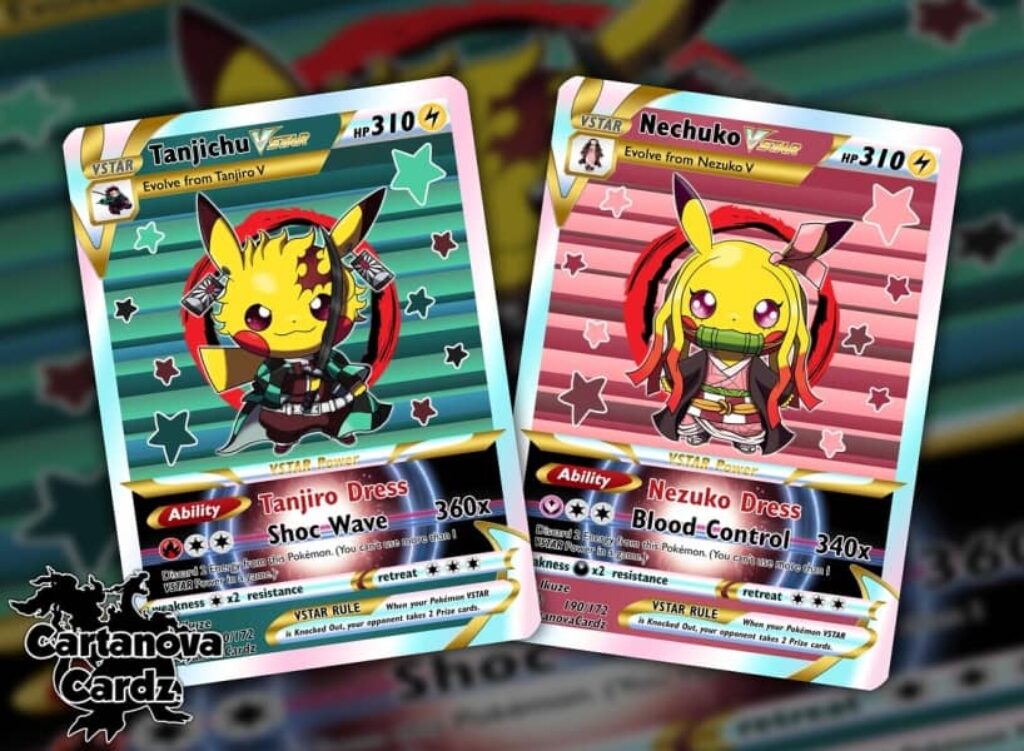 Demon Slayer x Pikachu Pokemon Cards